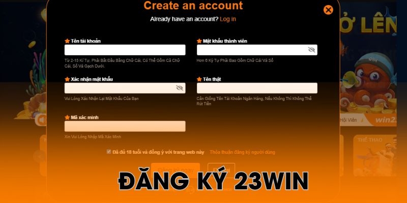 Đăng ký 23Win và tạo tài khoản cá cược thành công ngay từ lần đầu tiên